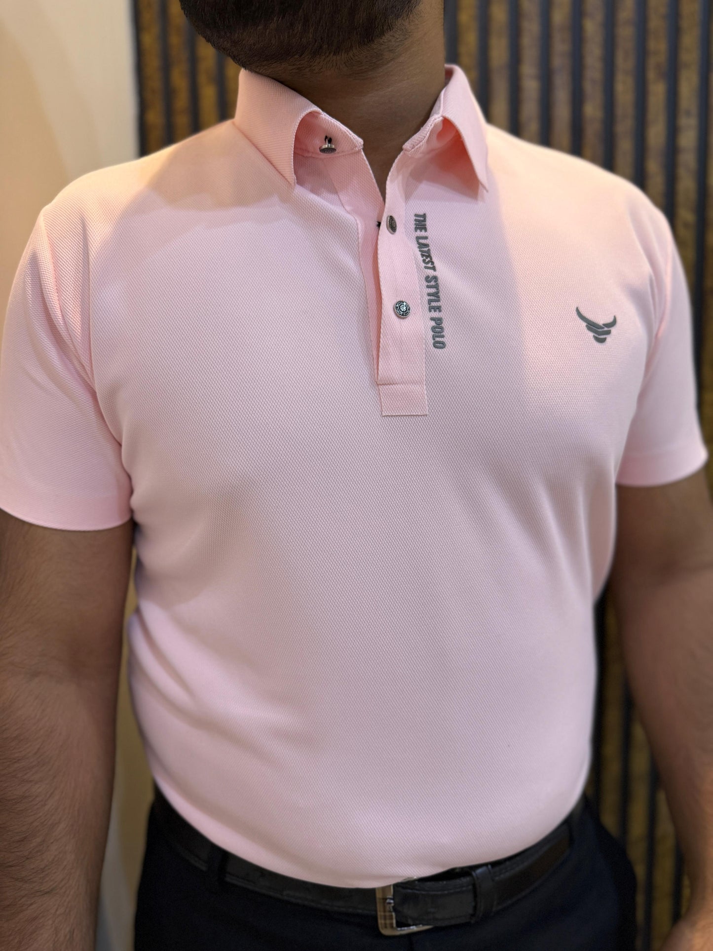 Italian textured seam less Polo Shirts OXT # 01 Peach