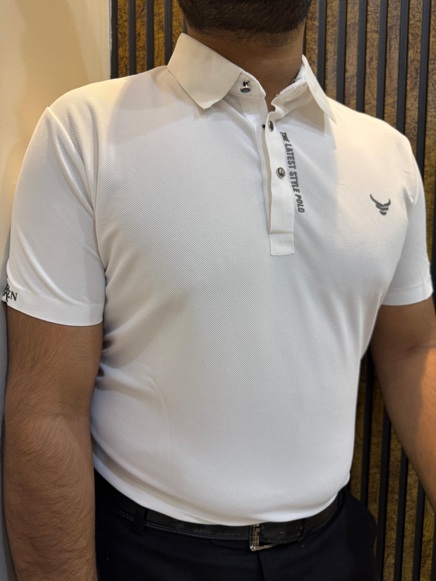 Italian textured seam less Polo Shirts OXT # 08 White