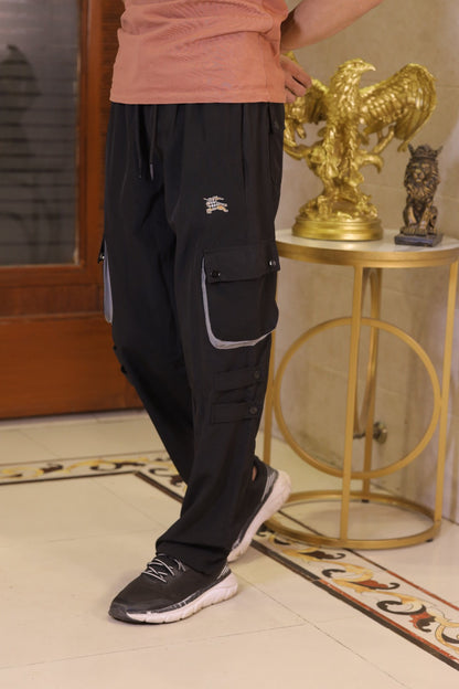 Imported Black  Micro Relaxed Fit 6 Pocket Cargo