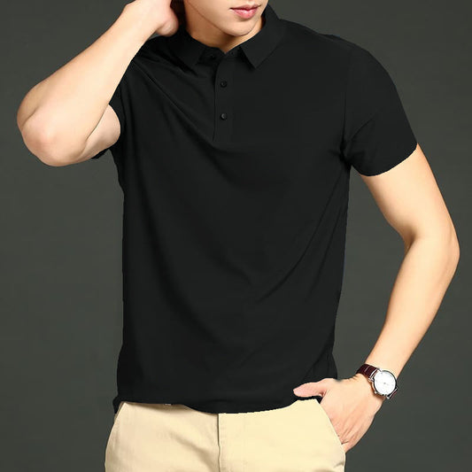 MEN'S IMPORTED BLACK SEAMLESS4 WAY LYCRA SHIRT  BLS-1