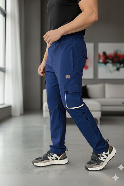 Imported Blue Micro Relaxed Fit 6 Pocket Cargo