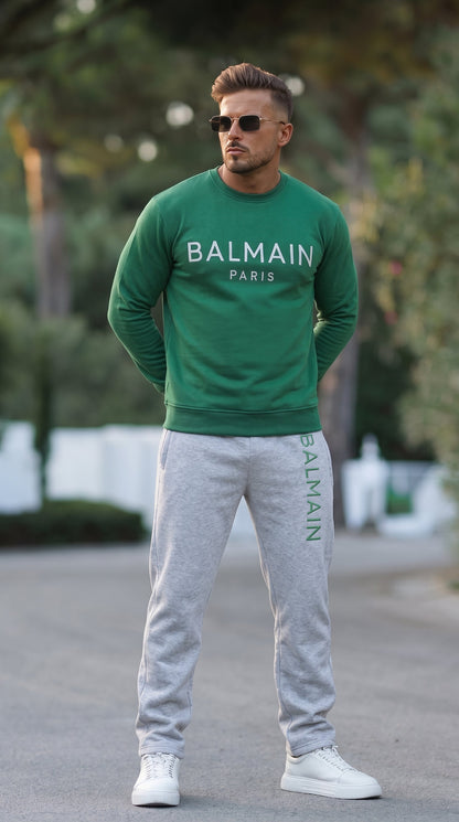 Balmn Paris Elite Green Imported Cotton Fleece Tracksuit