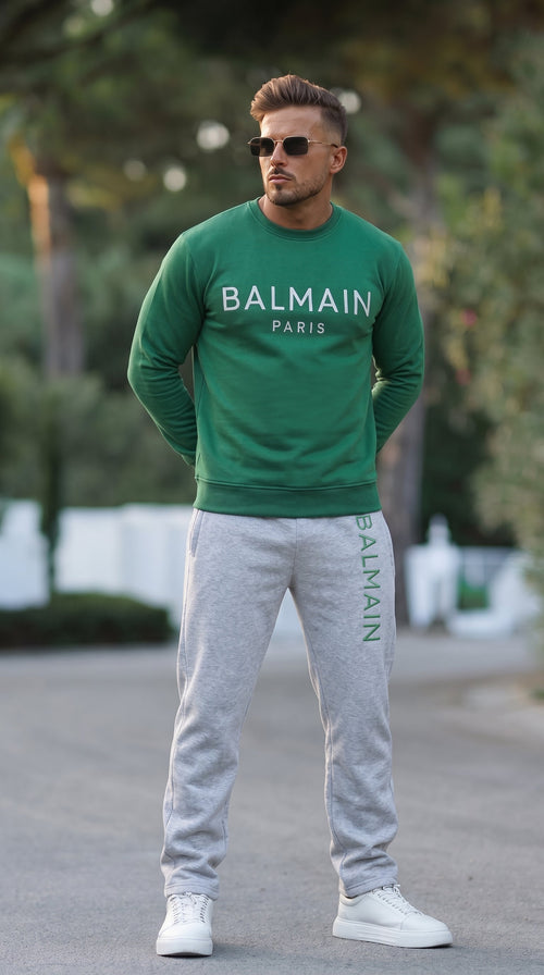 Balmn Paris Elite Green Imported Cotton Fleece Tracksuit