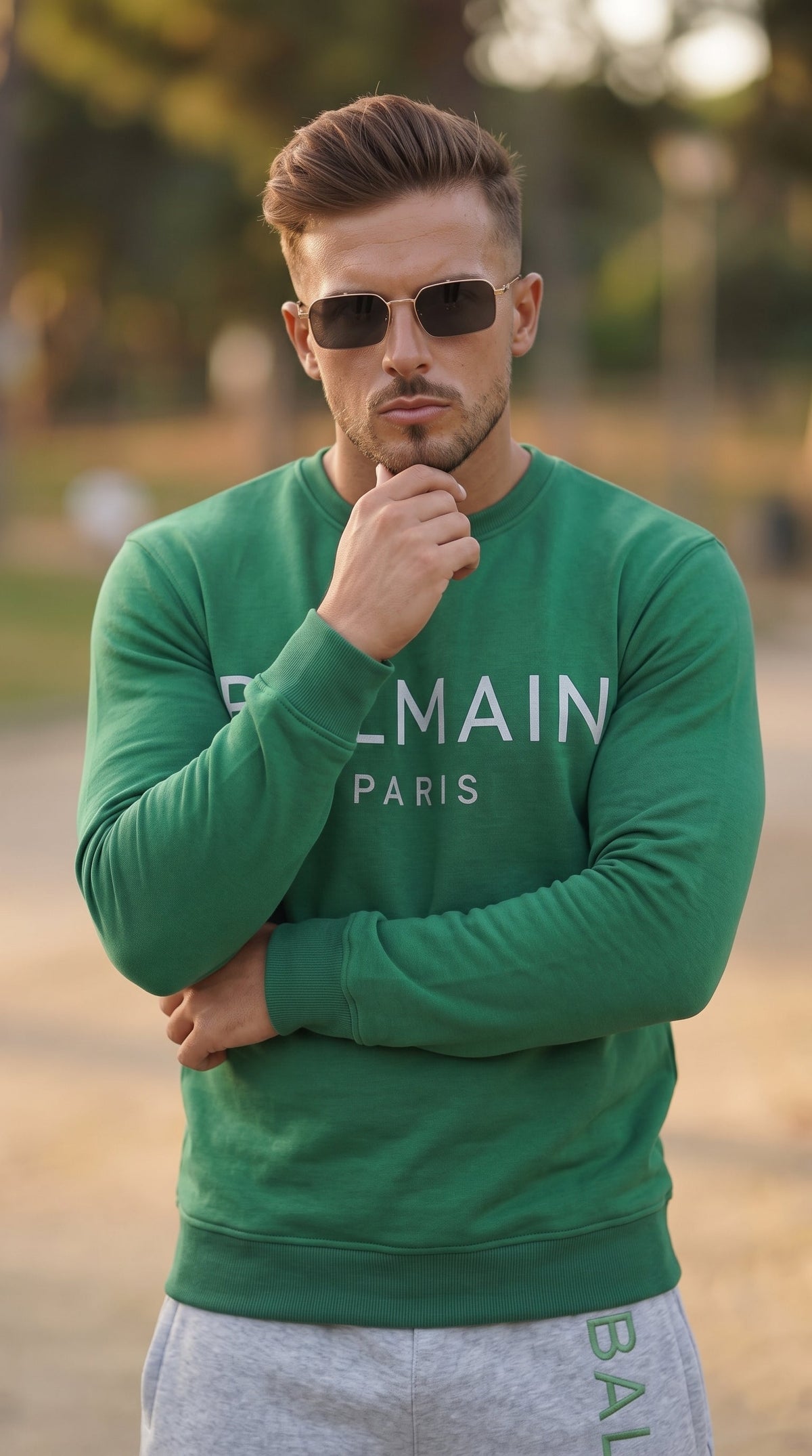 Balmn Paris Elite Green Imported Cotton Fleece Tracksuit