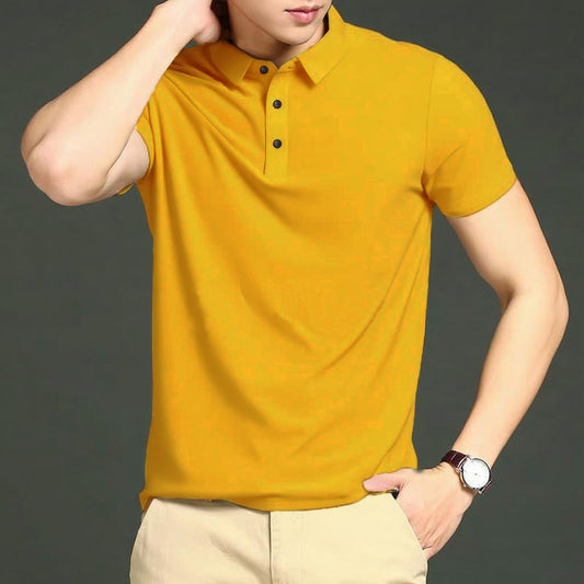 MEN'S  IMPORTED YELLOW SEAMLESS 4 WAY LYCRA SHIRT