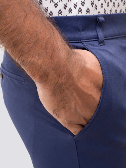 Oxen Super Stretchy Slim Fit Lycra Pent For Men-Navy Blue-SW#0P2